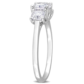 1 3/4 CT TGW Created Moissanite 3-Stone Ring in Sterling Silver