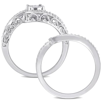 1/5 CT TW Diamond Vintage Bridal Set in Sterling Silver