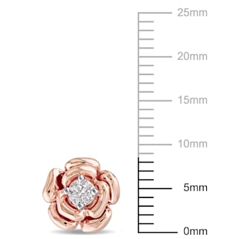 1/5 CT TW Diamond Floral Stud Earrings in 10k Rose Gold