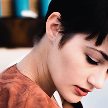 2 1/3 CT TGW Aquamarine Solitaire Stud Earrings in Sterling Silver