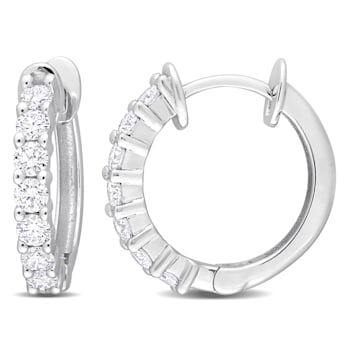3/4 CT TW Diamond Hoop Earrings in 14K White Gold