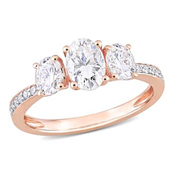 1-4/5 CT DEW Created Moissanite 3-Stone Engagement Ring in 10K Rose Gold