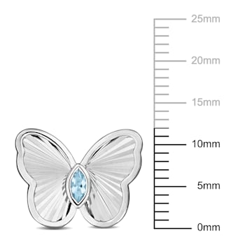 1/4 CT TGW Sky Blue Topaz Butterfly Stud Earrings in Sterling Silver