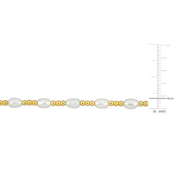 3.5-5MM Freshwater Cultured Pearl Station Bead Bracelet in Yellow Plated
Sterling Silver