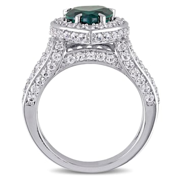 3 5/8 CT TGW Created Emerald and Created White Sapphire Heart Ring in
Sterling Silver