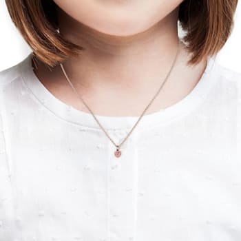 Created Pink Sapphire Accent Trillium Child's Pendant with Chain in
2-Tone Sterling Silver