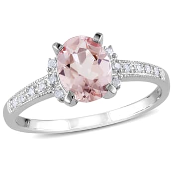 1 1/7 CT TGW Morganite and Diamond Accent Ring in Sterling Silver