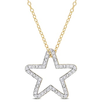 1/5 CT TW Diamond Open Star Pendant with Chain in 18K Yellow Gold Over
Sterling Silver