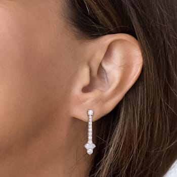 3 3/8 CT DEW Created Moissanite Linear Drop Earrings in Sterling Silver