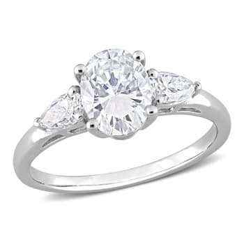 1 3/4 CT DEW Created Moissanite Three-Stone Engagement Ring in Sterling Silver
