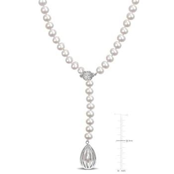 7-7.5 MM Freshwater Cultured Pearl Drop Necklace in Sterling Silver