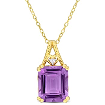 5 CT TGW Amethyst and White Topaz Pendant with Chain in Yellow Plated
Sterling Silver