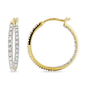 1/4 CT TW Diamond Inside Outside Hoop Earrings in Yellow Gold Over
Sterling Silver