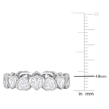 4 CT TGW Cubic Zirconia Heart Eternity Ring in Sterling Silver