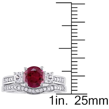 1 1/3 CT TGW Created Ruby, Created White Sapphire and 1/7 CT TW Diamond
Bridal Set in 10K White Gold