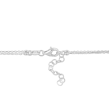 Paw and Bone Charm Double Strand Necklace in Sterling Silver