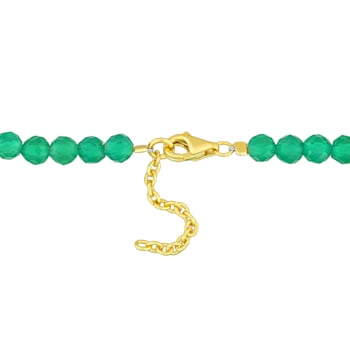 6 1/2 CT TGW Green Onyx Beaded Bracelet with Yellow Plated Sterling
Silver Clasp