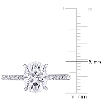 2 CT DEW Created Moissanite and 1/10 CT TW Diamond Engagement Ring in
14K White Gold