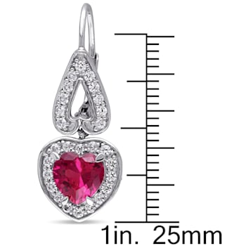 4 7/8 CT TGW Created Ruby and Created White Sapphire Heart Earrings in
Sterling Silver