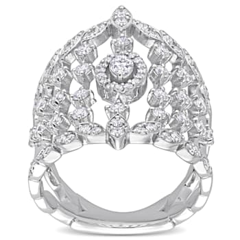 1/5 CT TW Diamond Vine Design Vintage Ring in 14K White Gold
