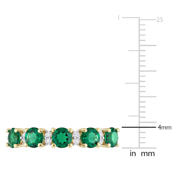 1 2/5 CTW Created Emerald and Created White Sapphire Ring in Yellow Gold
Plated Sterling Silver