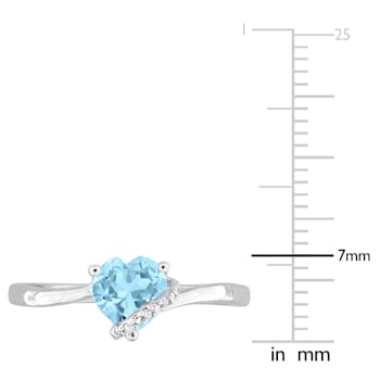 1 CT TGW Sky Blue Topaz and Diamond Accent Heart Wrap Ring in Sterling Silver