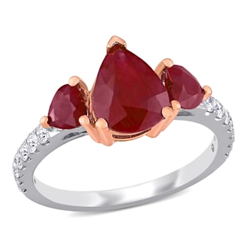 2 4/5 CT TGW Ruby and 1/3 CT TW Diamond 3-stone Ring in 2-tone 14K White
& Rose Gold