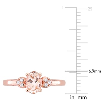 3/4 CTW Morganite and Diamond Accent Ring in Rose Plated Sterling Silver