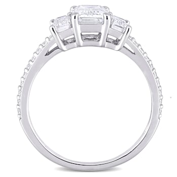 1-3/4 CT DEW Created Moissanite 3-Stone Engagement Ring in 10K White Gold