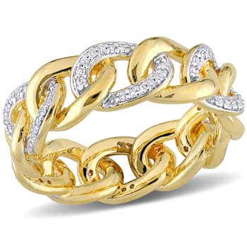 1/4ctw Diamond Link Ring in 18K Yellow Gold Over Sterling Silver