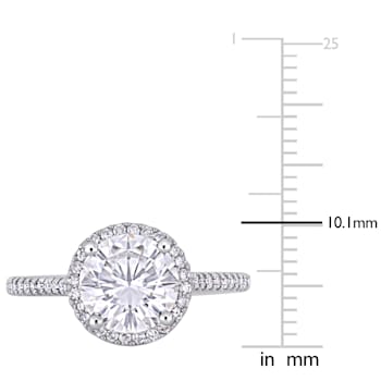 2 CT DEW Created Moissanite and 1/4 CT TW Diamond Engagement Ring in 14K
White Gold