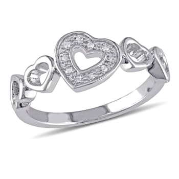 Diamond Heart Ring in Sterling Silver