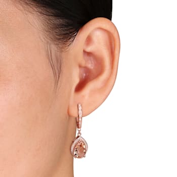 3.36 CTW Morganite Simulant and Cubic Zirconia Earrings in 18K Rose Gold
Over Sterling Silver