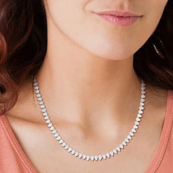 44 1/2 CT TGW Created White Sapphire Teardrop Tennis Necklace in
Sterling Silver