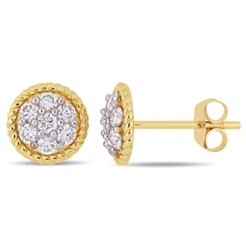 1/2 CT TW Diamond Floral Stud Post Earrings in 14k Yellow Gold