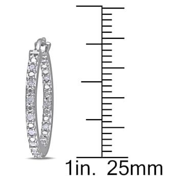 1/4 CT TW Diamond Inside Outside Hoop Earrings in Sterling Silver