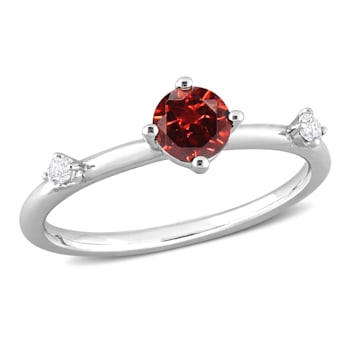 3/4 CTW Garnet and White Topaz Ring in Sterling Silver