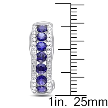 2 CT TGW Created Blue Sapphire Earrings in Sterling Silver
