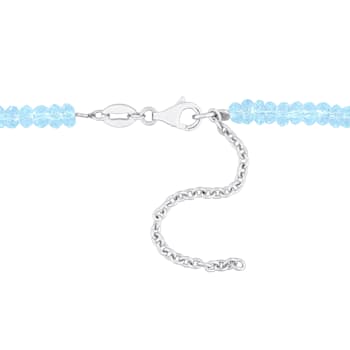 19 CT TGW Sky Blue Topaz Beaded Necklace with Sterling Silver Clasp