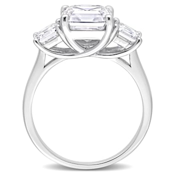 3 1/2 CT TGW Created Moissanite 3-Stone Ring in Sterling Silver