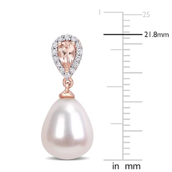 9-9.5MM Freshwater Cultured, 1/2 CT TGW Morganite and 1/7 CT TW Diamond
Earrings in 10K Rose Gold
