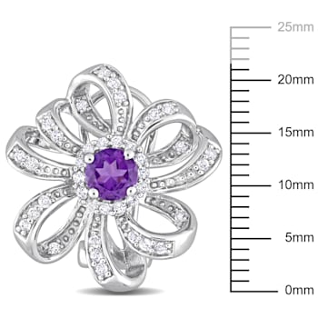1 5/8 CT TGW African Amethyst and White Topaz Floral Earrings in
Sterling Silver