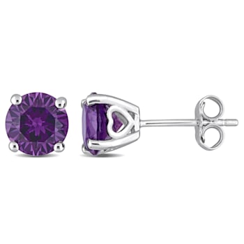3 1/5 CT TGW Simulated Alexandrite Stud Earrings in Sterling Silver