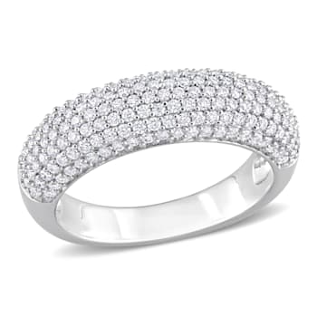 4/5 CT TGW Created Moissanite Semi-Eternity Ring in Sterling Silver