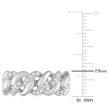 1/4 CT TDW Diamond Oval Link Ring in Sterling Silver