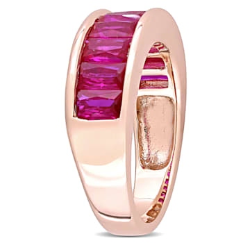 2 3/4 CT TGW Created Ruby Semi-Eternity Anniversary Ring in Rose Plated
Sterling Silver