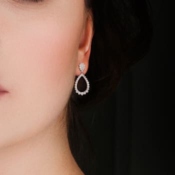 2 1/5 CT DEW Created Moissanite Open Teardrop Dangle Earrings in
Sterling Silver