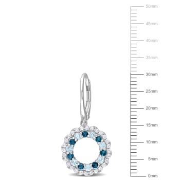 2 CT TGW Sky Blue, London Blue and White Topaz Open Circle Drop Earrings
in Sterling Silver