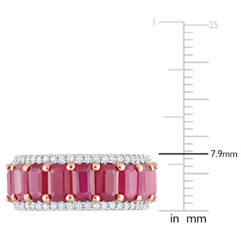 3 1/3 CT TGW Ruby and 1/3 CT TW Diamond Semi Eternity Ring in 14K Rose Gold