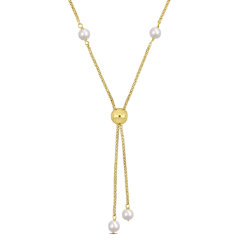 6-7 MM Freshwater Cultured Pearl Tassel Necklace in 18K Yellow Gold Over
Sterling Silver